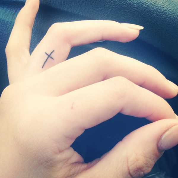 Small Cross Tattoo On Finger 