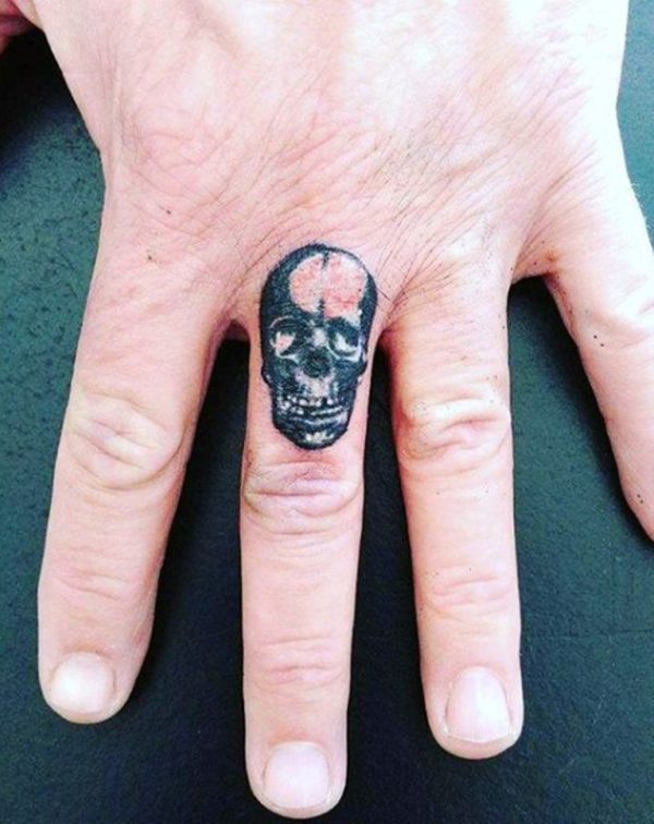 Small Skull Tattoo On Finger