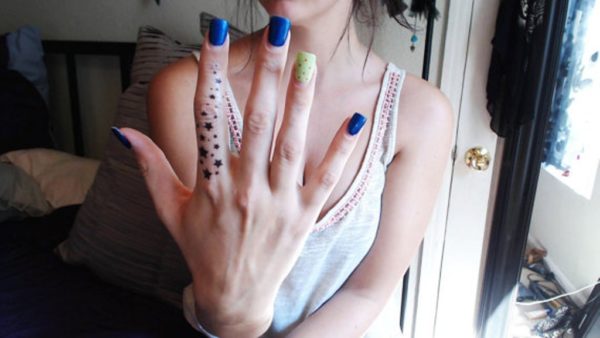 Stars Tattoo Design On Finger