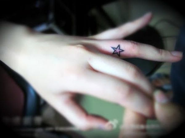 Stylish Star Tattoo On Finger 