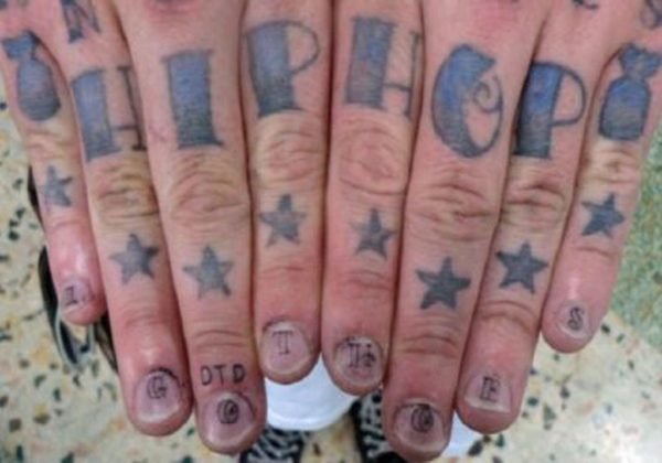 Text And Star Tattoos
