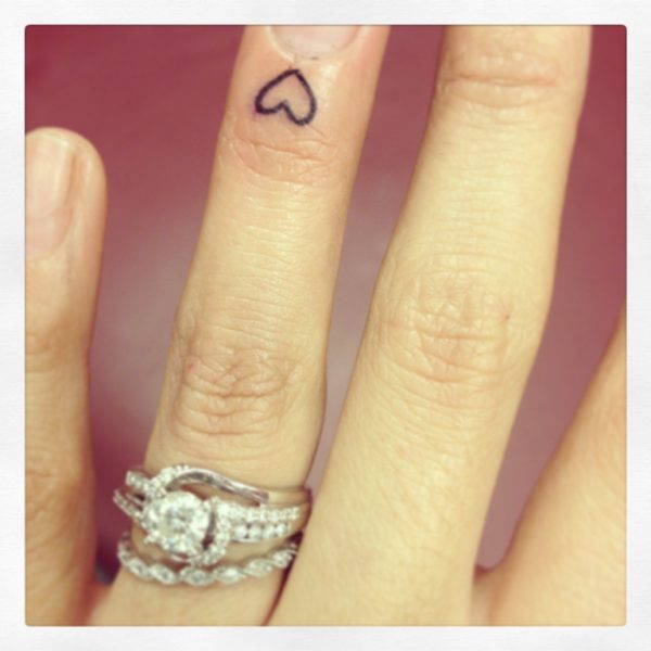Tiny Heart Tattoo Design On Finger