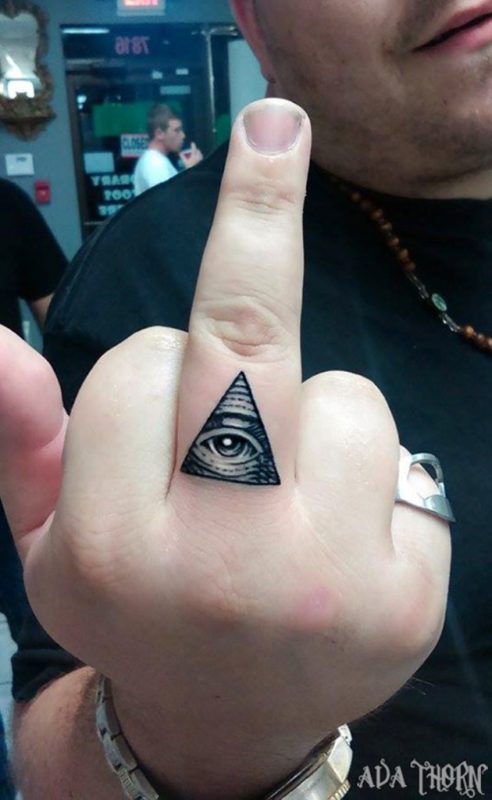 Triangle Eye Tattoo on Finger