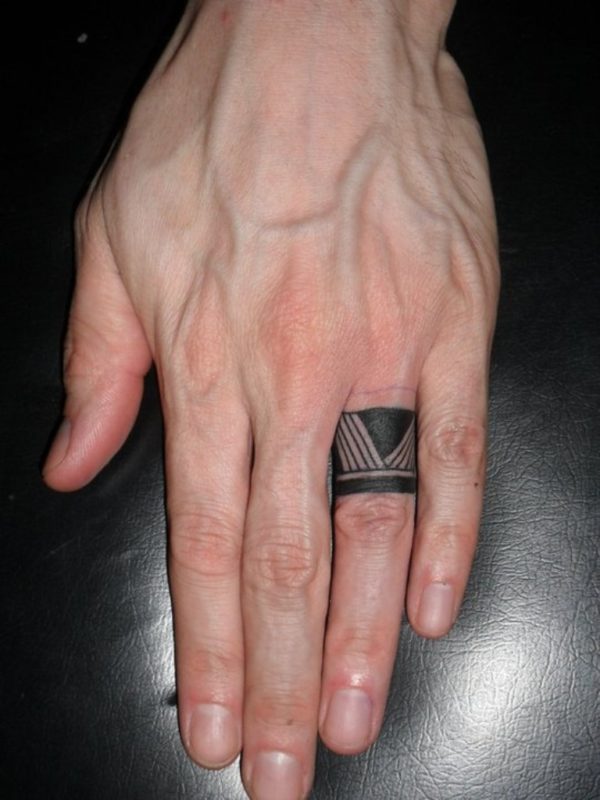 Tribal Tattoo Design On Ring Finger