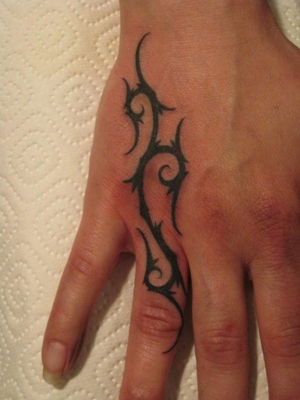 Tribal Tattoo On Finger