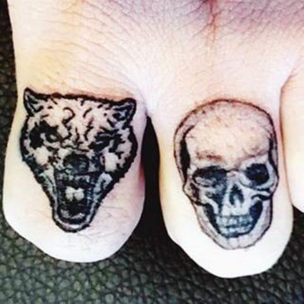 Wolf And Skull Tattoo