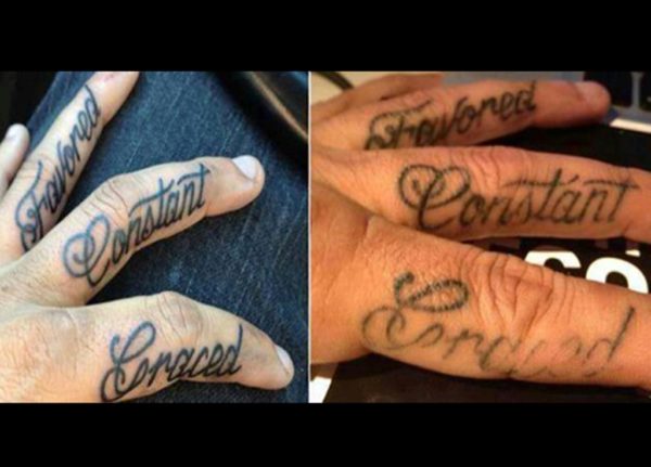 Word Tattoo Design On Finger