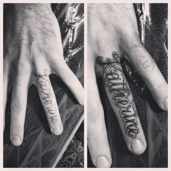 Word Tattoo On Finger