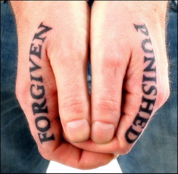 Wording Tattoo On Fingers 