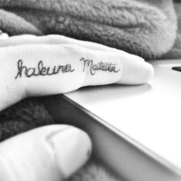 Wording Tattoo On Finger