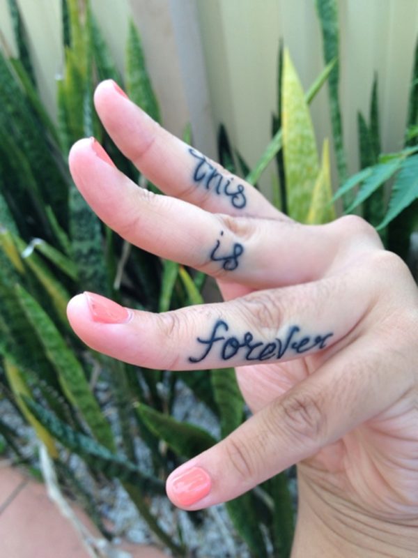 Wording Tattoo On Finger