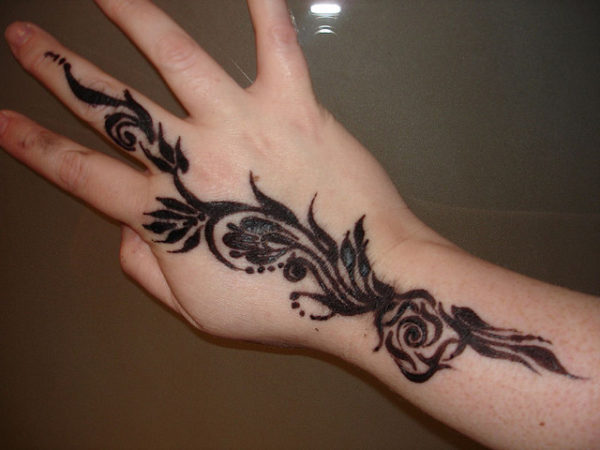 Black Henna Flower Tattoo