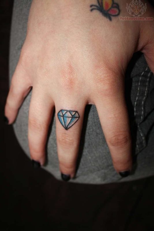 stylish Diamond Tattoo On  Finger