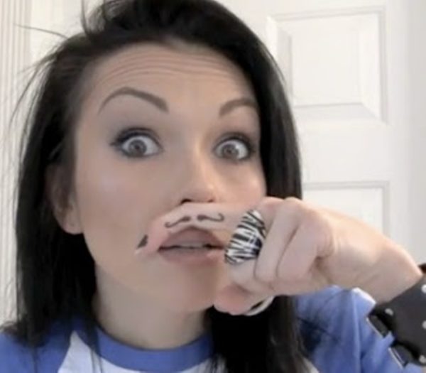 Adorable Fingerstache Tattoo