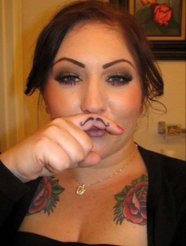 Adorable Mustache Tattoo On Finger
