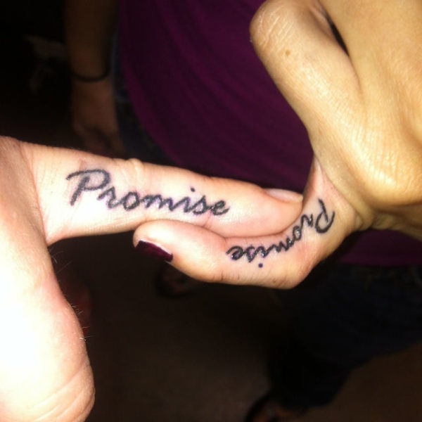 Amazing Promise Tattoo Design On Finger