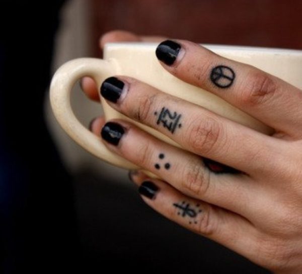 Amazing Chinese Fingers Tattoo