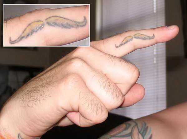 Amazing Mustache Tattoo On Finger