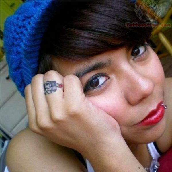 Attractive Camera Tattoo On Finger