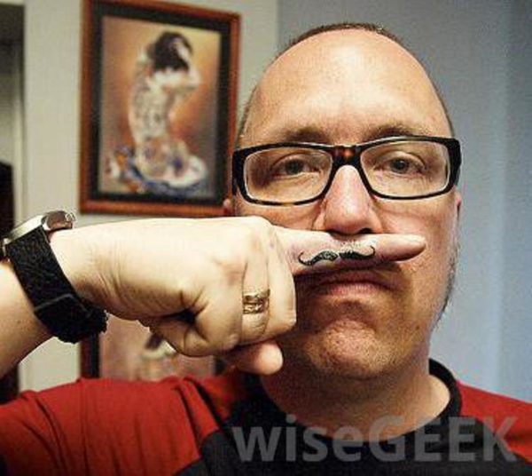 Attractive Fingerstache Tattoo