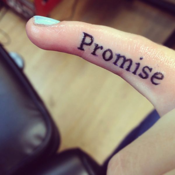 Attractive Promise Tattoo On Finger