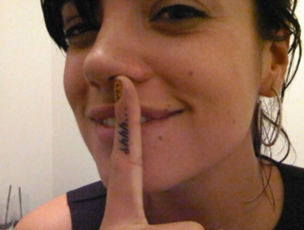 Amazing Shhh Tattoo On Finger