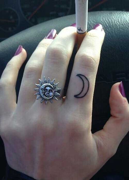 Beautiful Moon Finger Tattoo