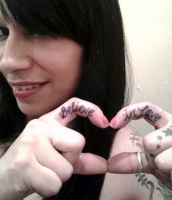 Believe In Love Finger Tattoo