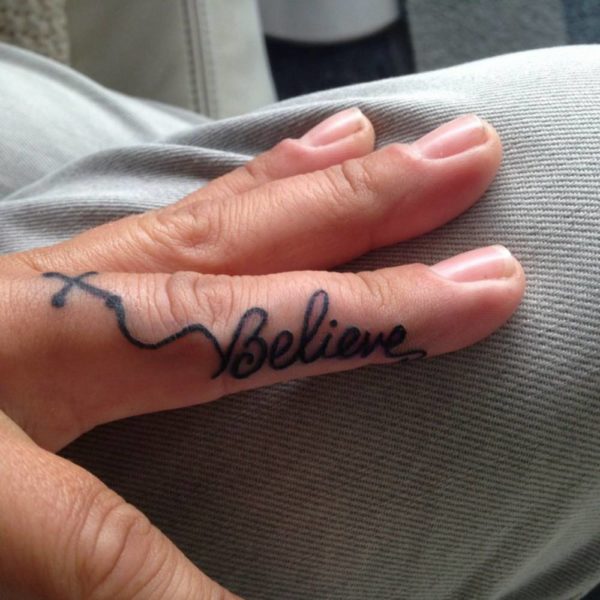 Believe Tattoo Design On Finger
