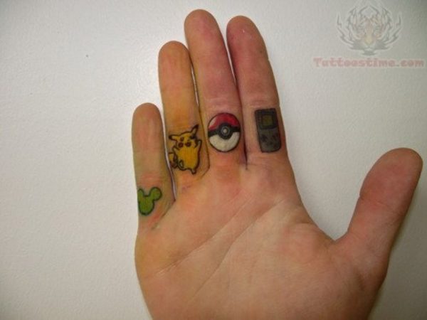 Cartoon Finger Tattoo