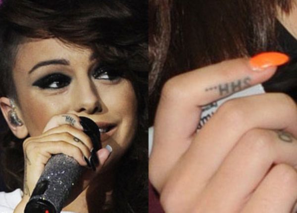 Cher Lloyd Shh Finger Tattoo