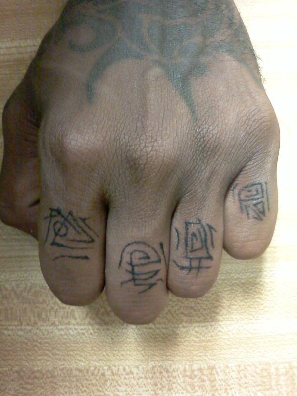 Chinese Symbols Finger Tattoo