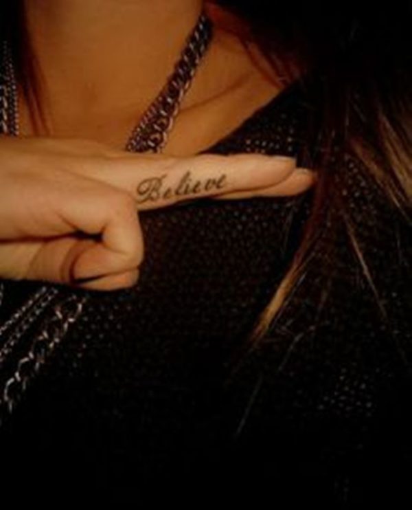 Cool Believe Finger Tattoo