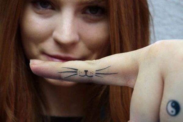 Cute Cat Whisker Tattoo On Finger