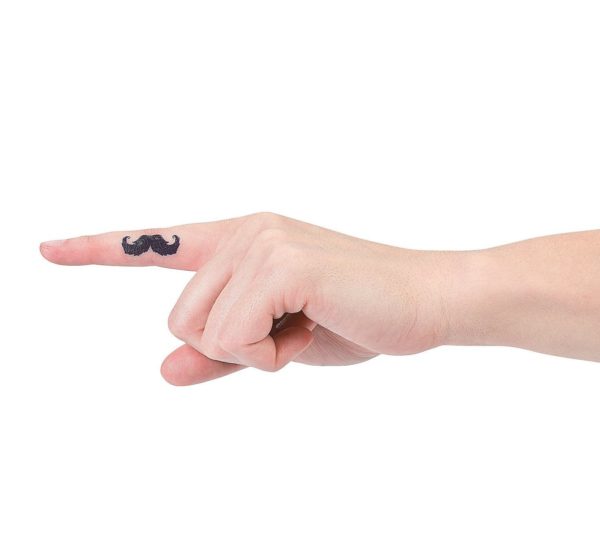 Dark Black Fingerstache Tattoo