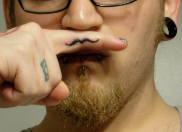 Dazzling Fingerstache Tattoo