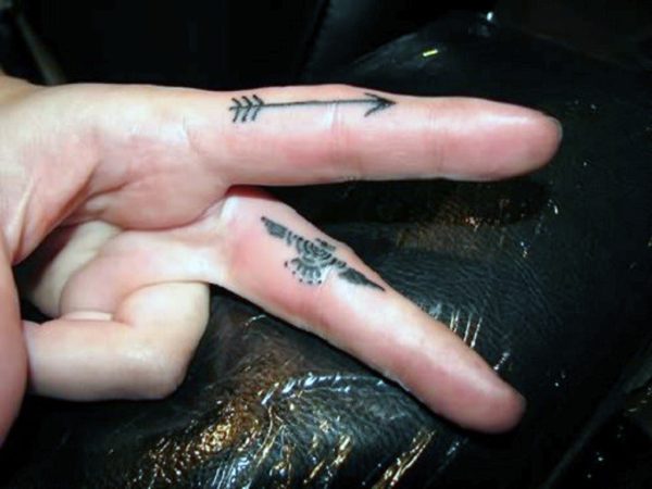 Eagle And Arrow Chinese Finger Tattoo Design