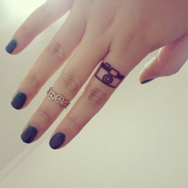 Elegant Camera Finger Tattoo