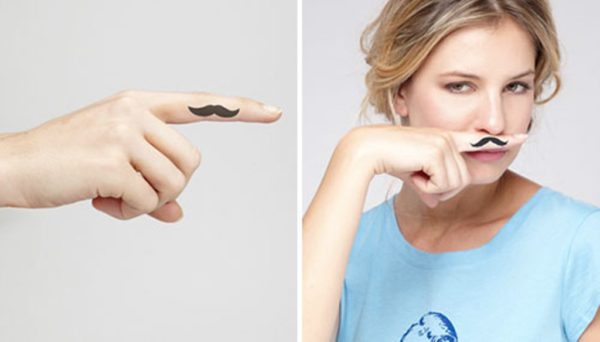 Elegant Mustache Tattoo On Finger