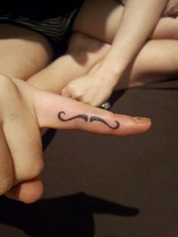 Fabulous Fingerstache Tattoo