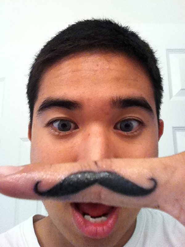 Funny Fingerstache Tattoo