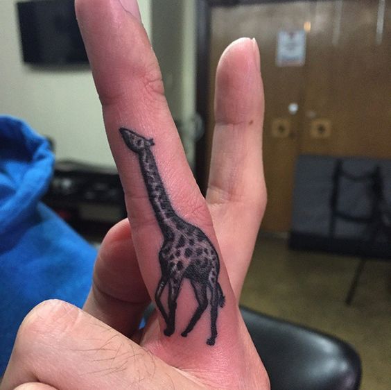 Giraffe Finger Tattoo Design