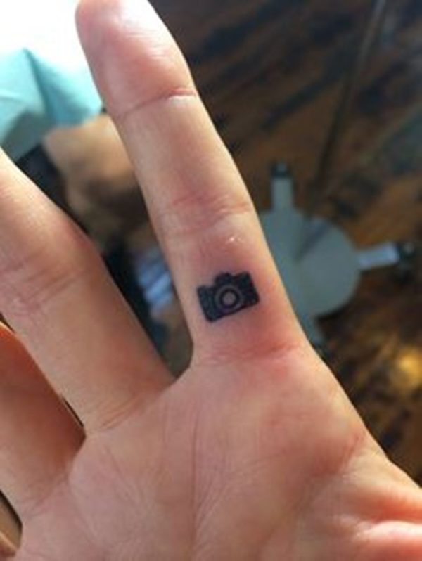 Impressive Camera Tattoo On Inner Finger
