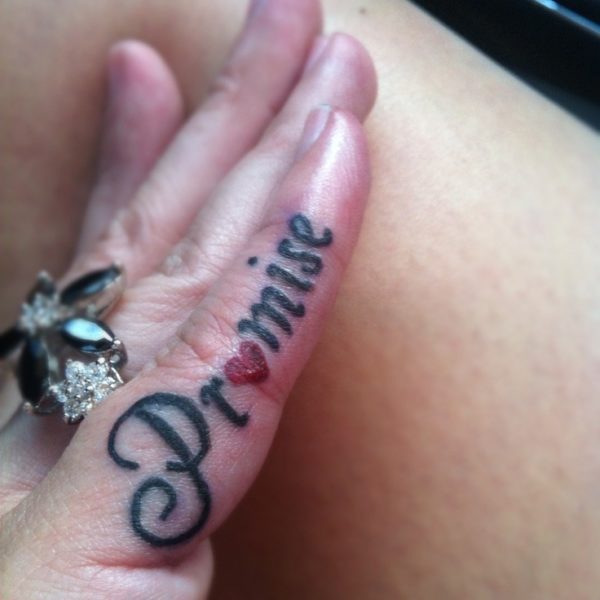 Love Promise Tattoo On Little Finger
