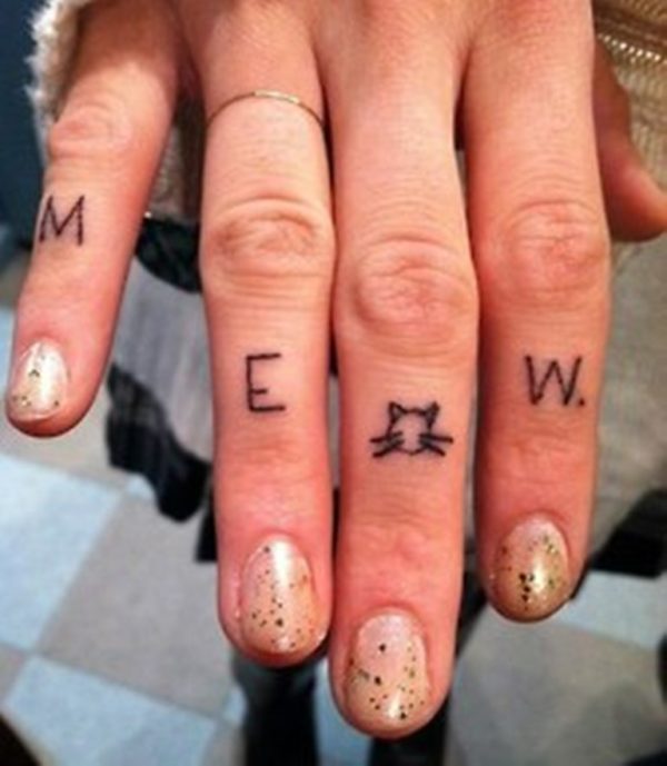 Meow Tattoo On Finger