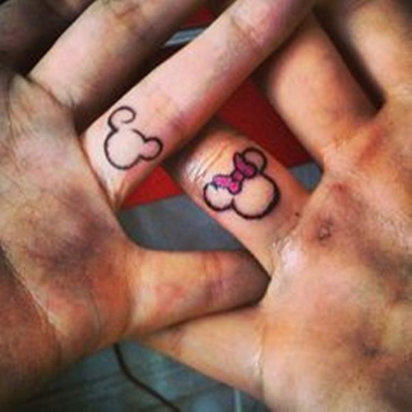 Minnie & Mickey Tattoo On Fingers