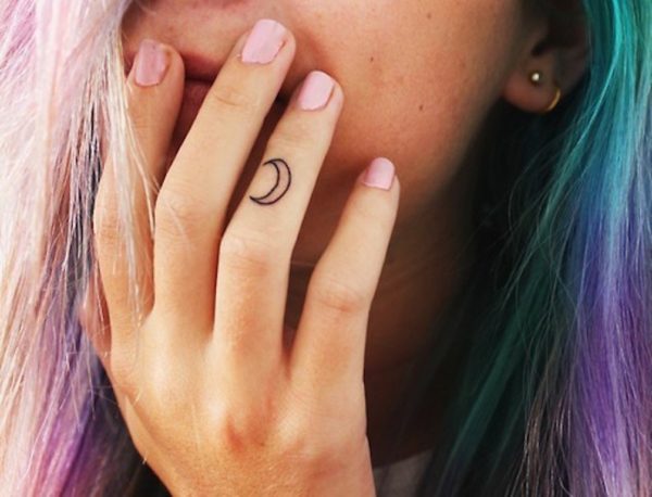 Nice Half Moon Tattoo On Finger