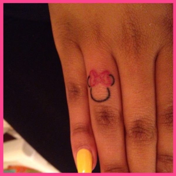 Nice Minnie Tattoo On Finger