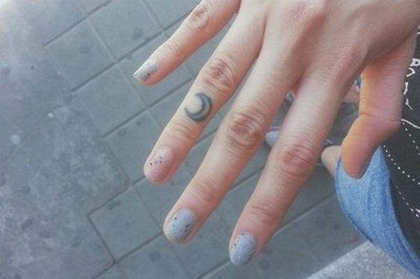 Nice Moon Finger Tattoo