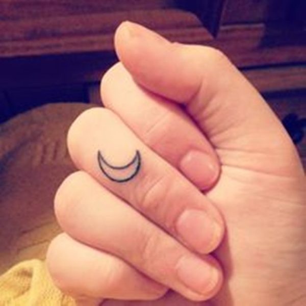 Nice Moon Tattoo On Finger